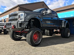 2017 Ford F-350 with Kelderman air lift kit and Kelderman grille and front and rear bumpers, Rigid LED lighting and Escort Max Ci 360 Radar/Laser detector