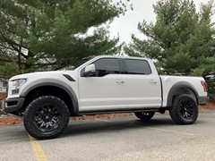 Raptor, with a Readylft leveling kit, 20x9 Gloss Black Fuel Blitz and 35x12.50x20 Nitto Ridge Grappler’s