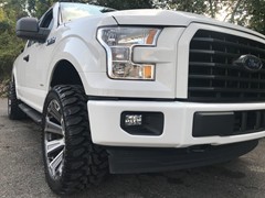 2017 F150 with Bilstein 5100 leveling struts, 22x10 Asanti Offroad wheels in Brushed machined finish, and Radar R7 M/T’s 33x12.50x22
