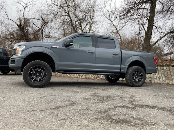 2019 Ford F-150 with a 4 inch ProComp lift kit and LRG wheels with 33’s 