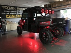 2014 Polaris Ranger Crew, 5in. Lift, 18in. MSA Bandit wheels, 32/10/18 Moto MTC tires, RoughCountry light Bars, Rigid Rock lights, full Wet Sounds and JL audio sound system