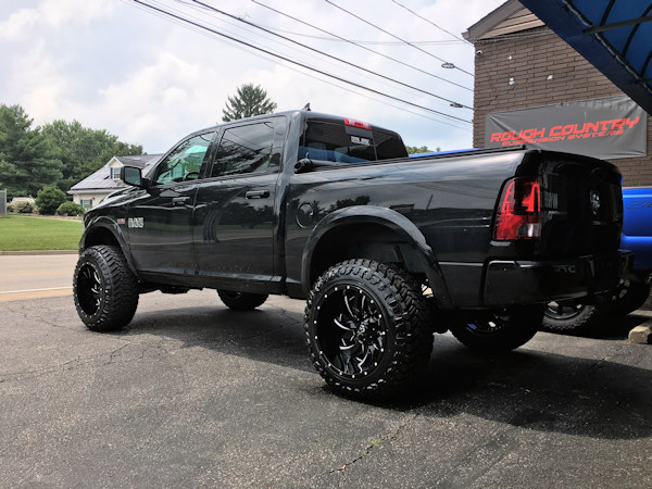 2015 Ram 1500 with a 6 inch Rough Country lift kit and 22x14 Fuel Cleaver wheels with 35 inch Atturo Trail Blade MT tires 