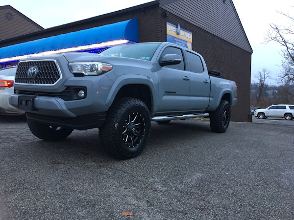 2019 Toyota Tacoma with 3 inch Rough Country lift kit and 17x9 +1 offset wheels with 285/70/17 BF Goodrich All Terrain TA/KO2 tires 