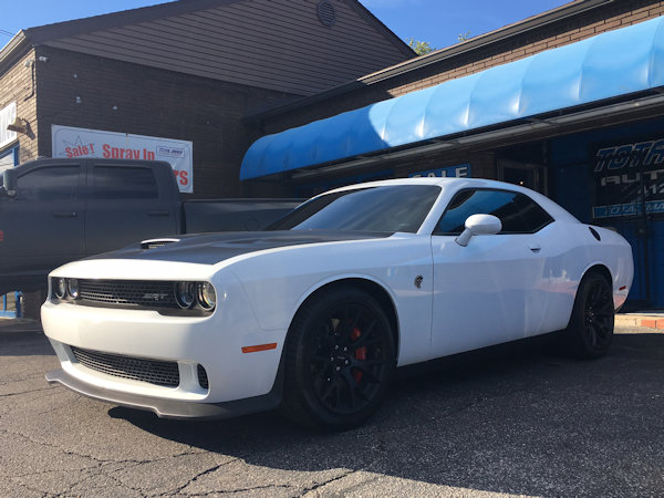 2016 Dodge Challenger Hellcat with full window tint. 